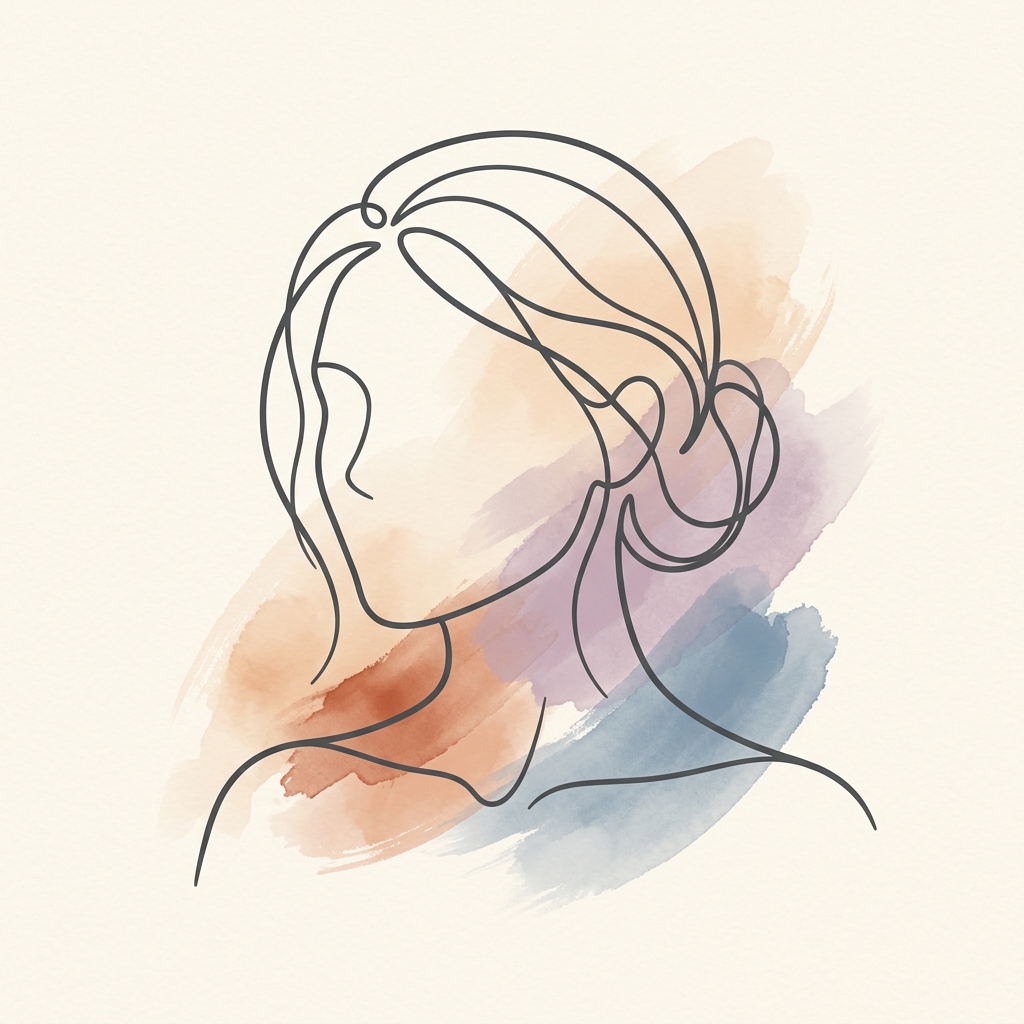 Minimalist line art portrait placeholder for Dr. Simone Lee Chin